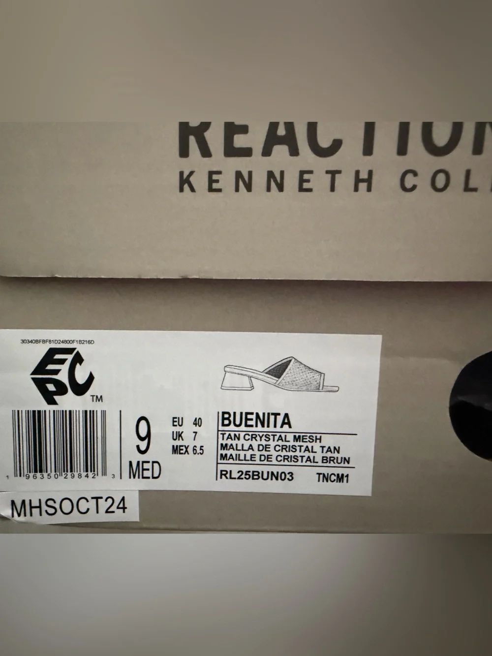 Kenneth Cole Reaction Buenita Rhinestone Mesh Block Heel Sandal Shoes Size 9